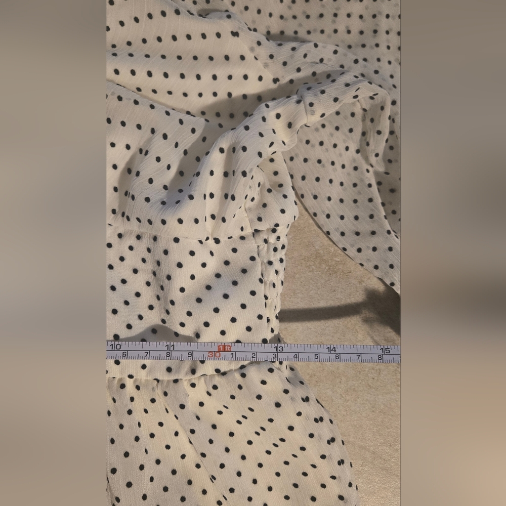 LC Lauren Conrad White Mini Dress with Black Polka Dot Print - Picture 5 of 9